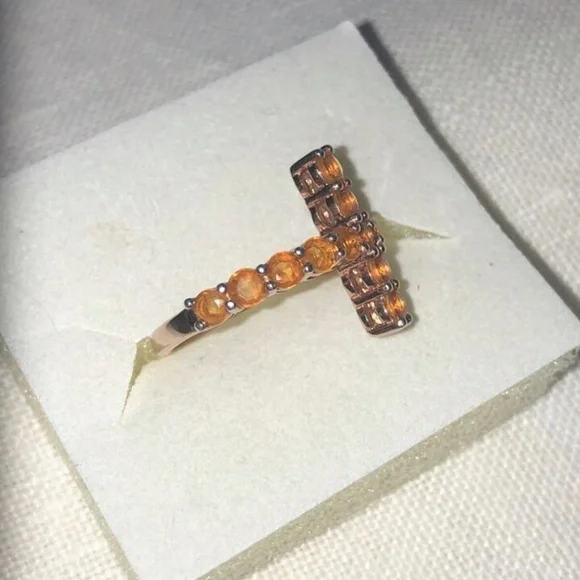 Mexican fire opal cross ring size 7 - Picture 6 of 6